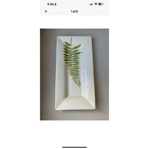 Pottery Barn FERN Rectangle Ceramic Serving Dish 14” Long